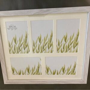 Elegant White and Green Leaf Pattern Picture Frame